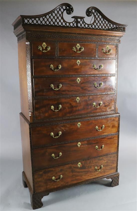 A George III mahogany chest on chest, W.3ft 9in. D.1ft 10in. H.6ft 10in.